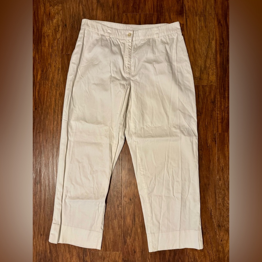 EUC Jones New York Signature White Linen Ankle Crop Pants - 6